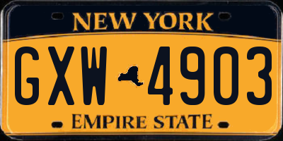 NY license plate GXW4903