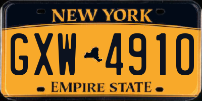 NY license plate GXW4910