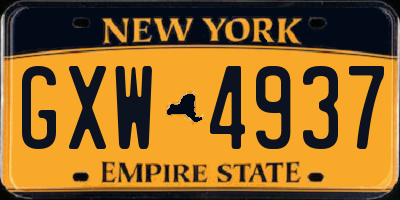 NY license plate GXW4937