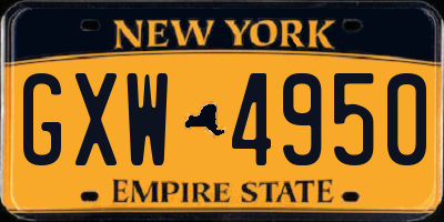 NY license plate GXW4950