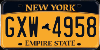 NY license plate GXW4958