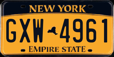 NY license plate GXW4961