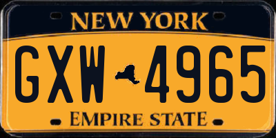 NY license plate GXW4965
