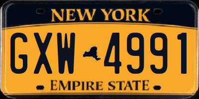 NY license plate GXW4991