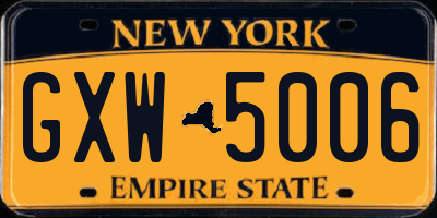 NY license plate GXW5006