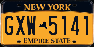NY license plate GXW5141