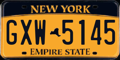 NY license plate GXW5145