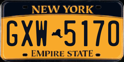 NY license plate GXW5170