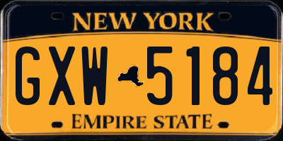 NY license plate GXW5184