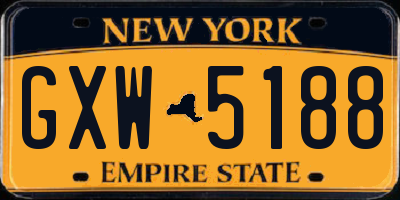 NY license plate GXW5188