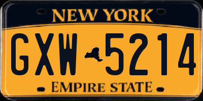 NY license plate GXW5214