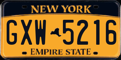 NY license plate GXW5216