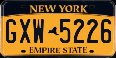 NY license plate GXW5226