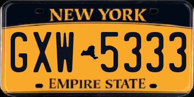 NY license plate GXW5333