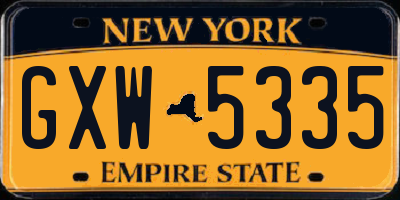 NY license plate GXW5335
