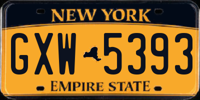 NY license plate GXW5393