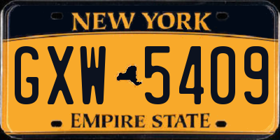 NY license plate GXW5409