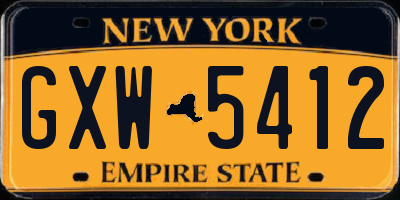 NY license plate GXW5412