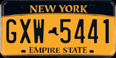 NY license plate GXW5441