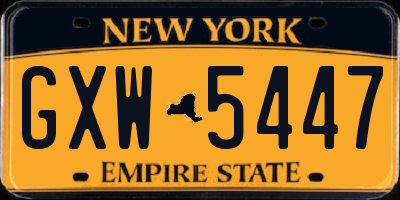 NY license plate GXW5447