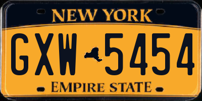 NY license plate GXW5454