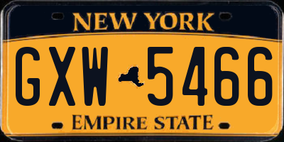 NY license plate GXW5466