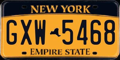 NY license plate GXW5468
