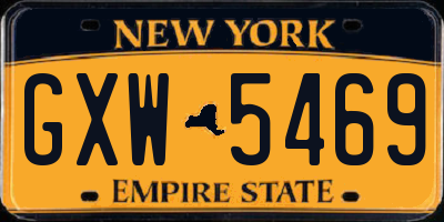NY license plate GXW5469