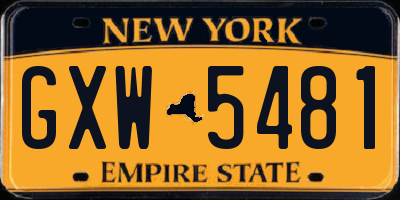 NY license plate GXW5481