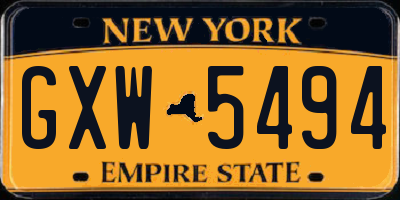 NY license plate GXW5494