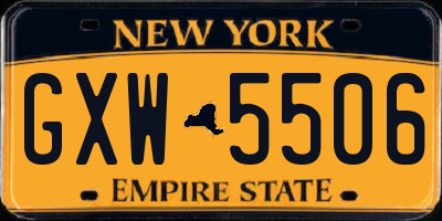 NY license plate GXW5506