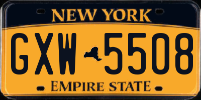NY license plate GXW5508