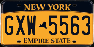 NY license plate GXW5563