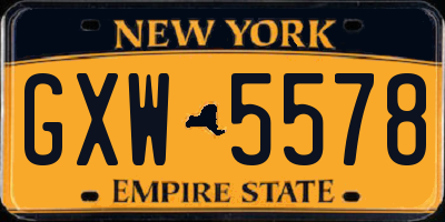 NY license plate GXW5578