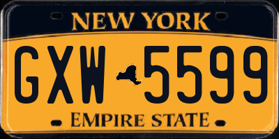 NY license plate GXW5599