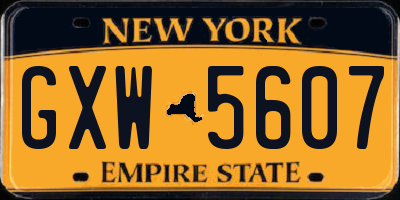 NY license plate GXW5607