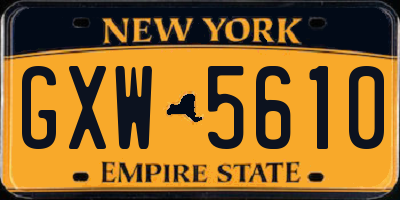 NY license plate GXW5610