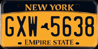 NY license plate GXW5638