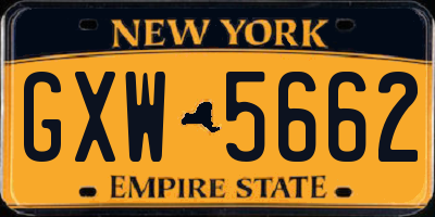 NY license plate GXW5662