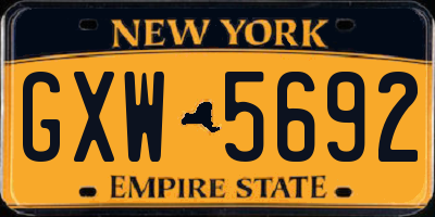 NY license plate GXW5692