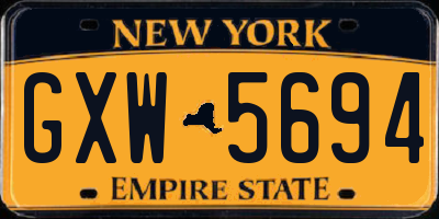 NY license plate GXW5694