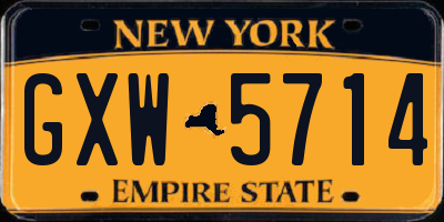 NY license plate GXW5714