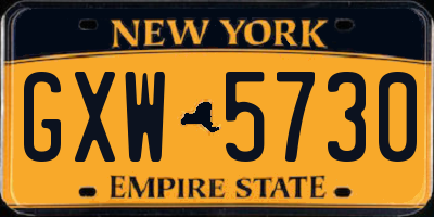 NY license plate GXW5730