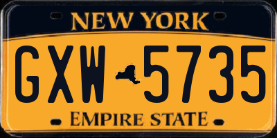 NY license plate GXW5735