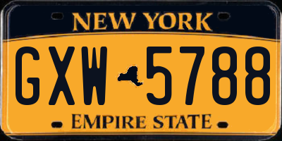 NY license plate GXW5788