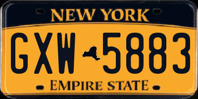 NY license plate GXW5883