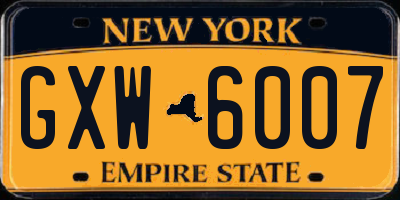 NY license plate GXW6007