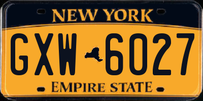 NY license plate GXW6027