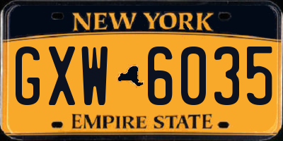 NY license plate GXW6035