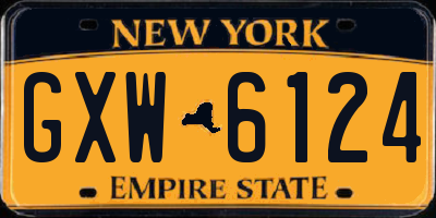 NY license plate GXW6124